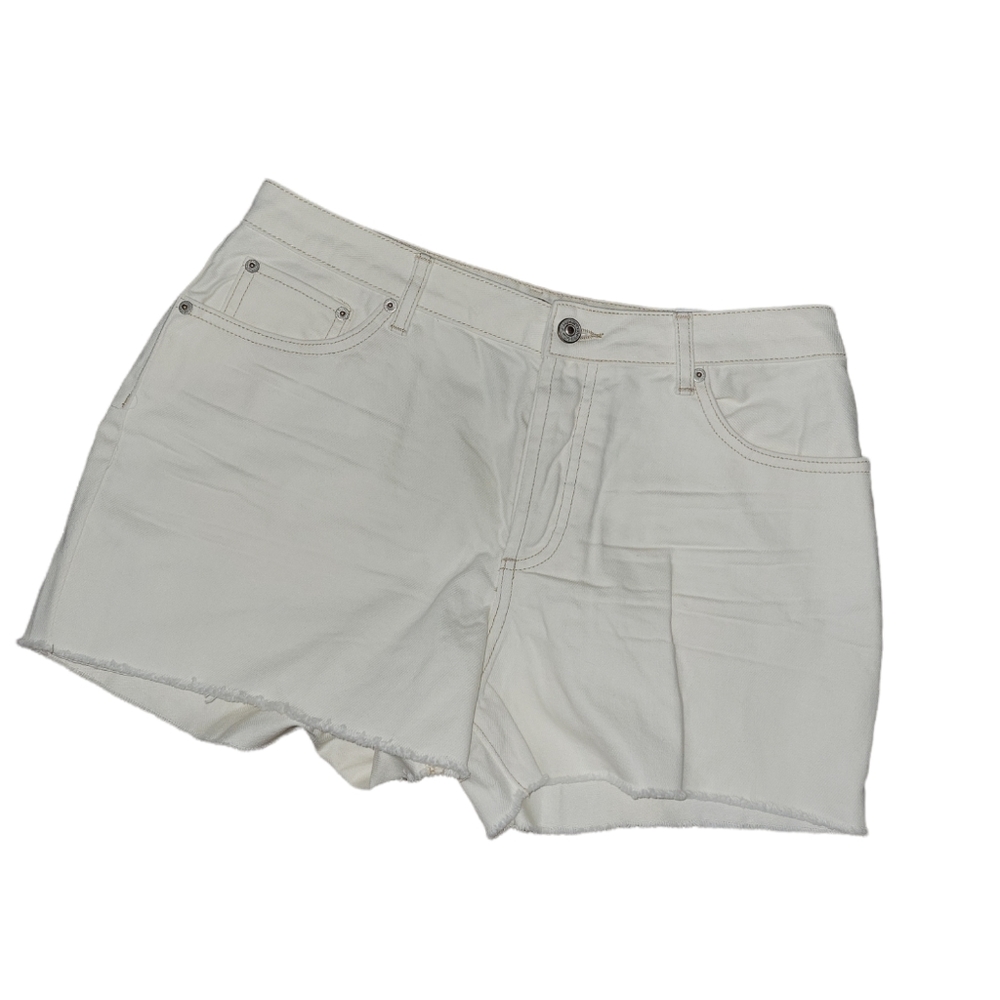 NWT House of Harlow 1960 Off White Denim Cutoff High Rise Mom Shorts sz 29 or 32